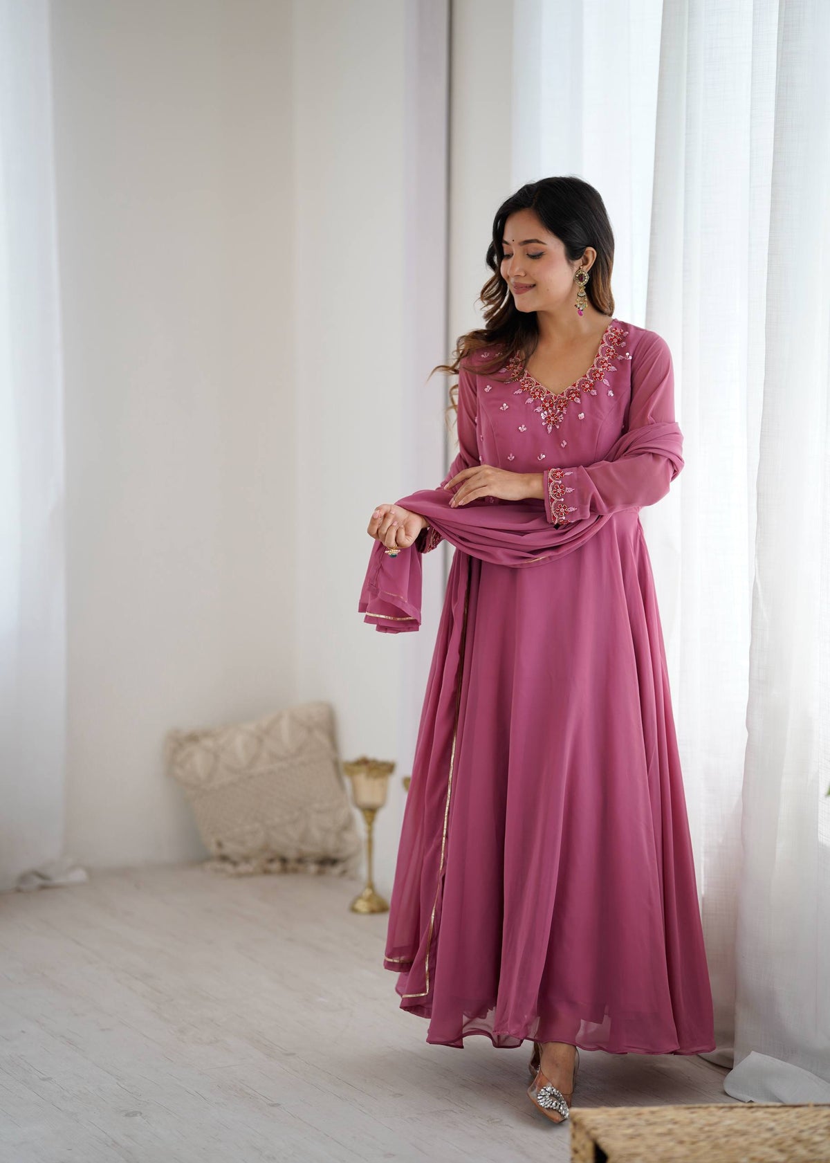 Fox Georgette Handwork Anarkali Set