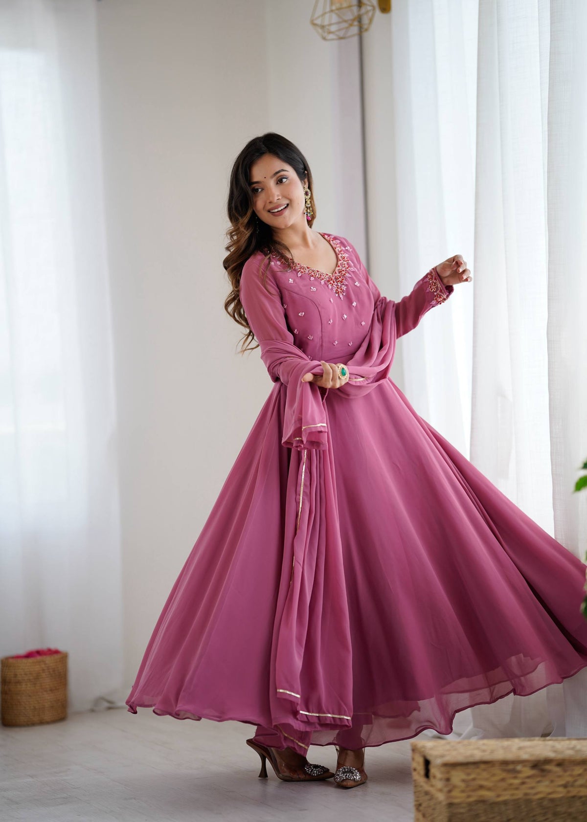 Fox Georgette Handwork Anarkali Set