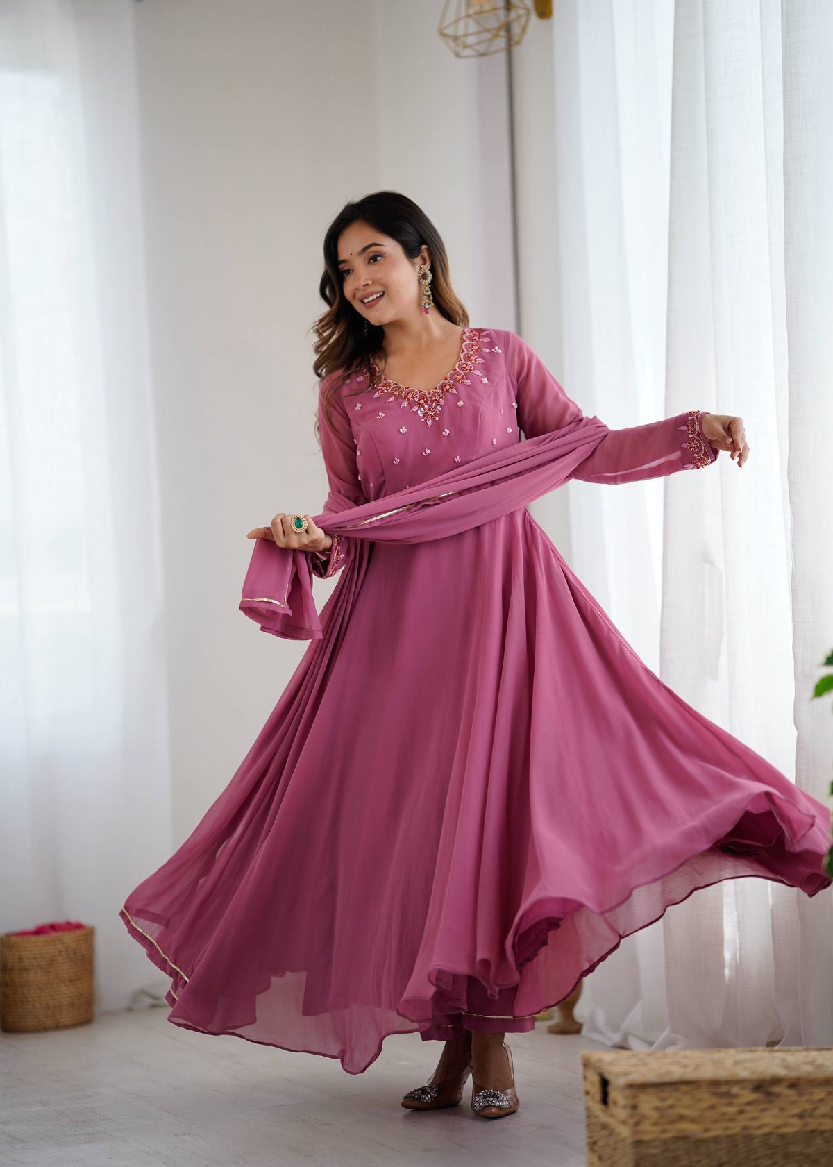 Fox Georgette Handwork Anarkali Set