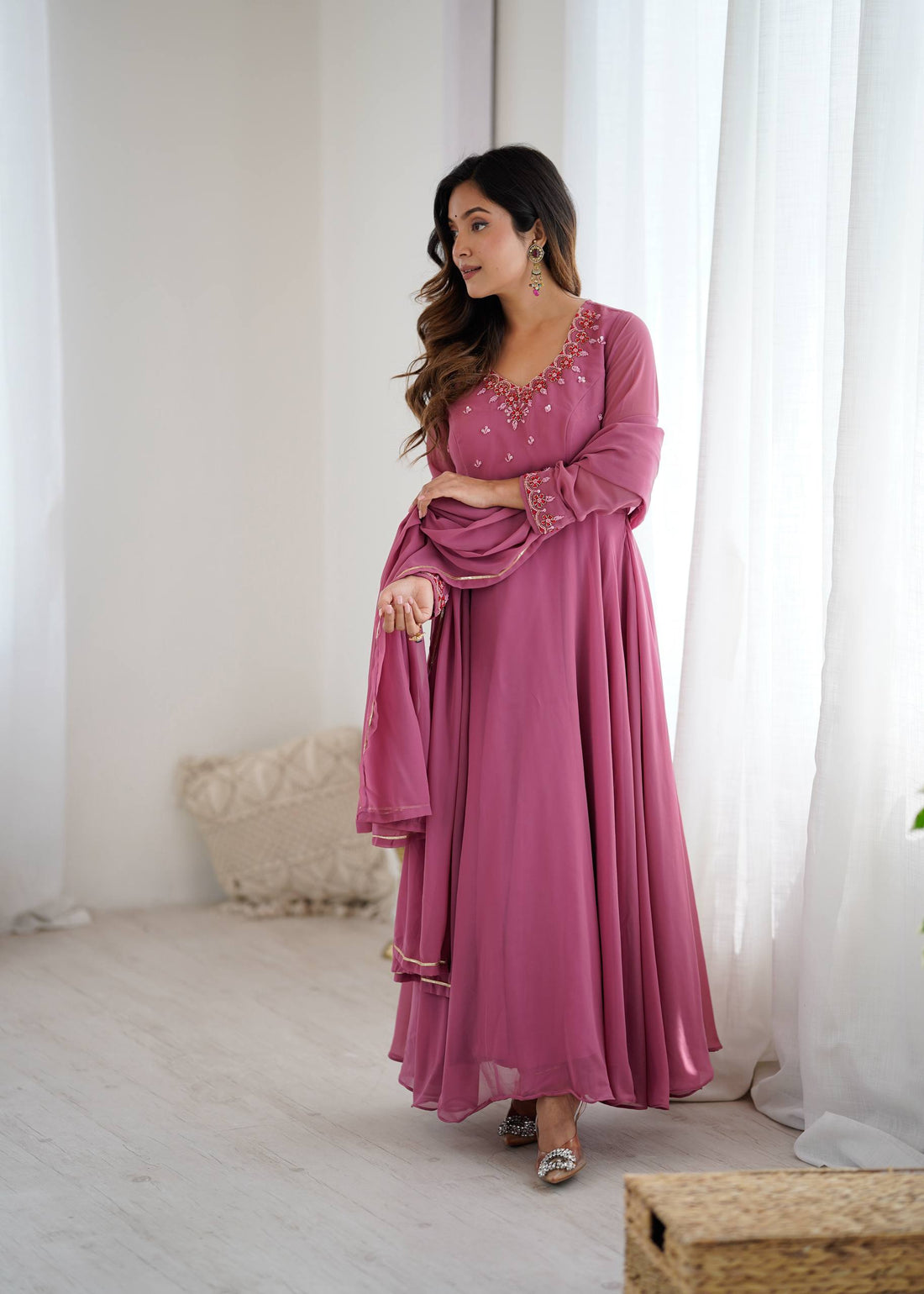 Fox Georgette Handwork Anarkali Set