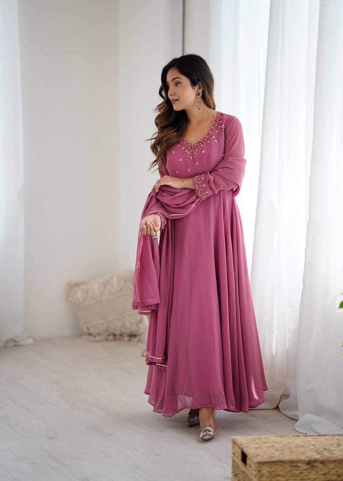 Fox Georgette Handwork Anarkali Set