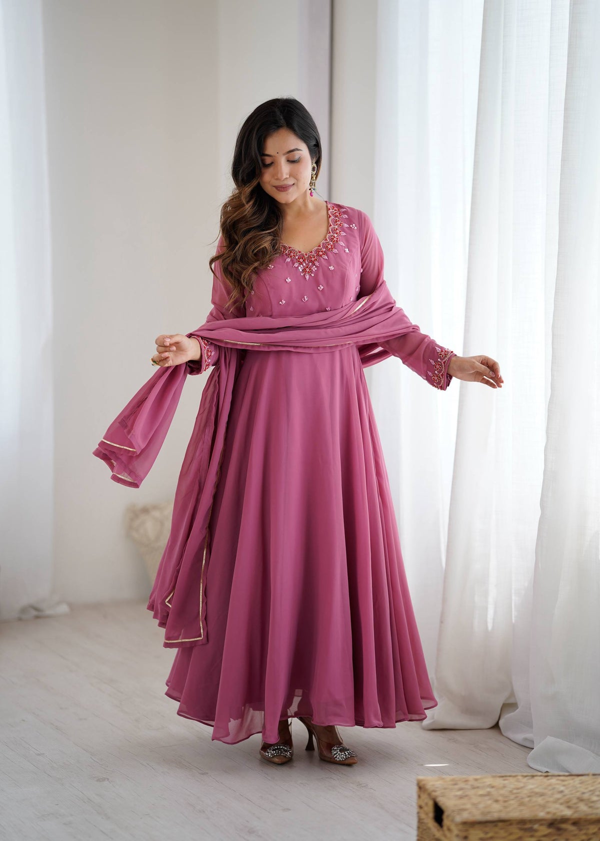 Fox Georgette Handwork Anarkali Set