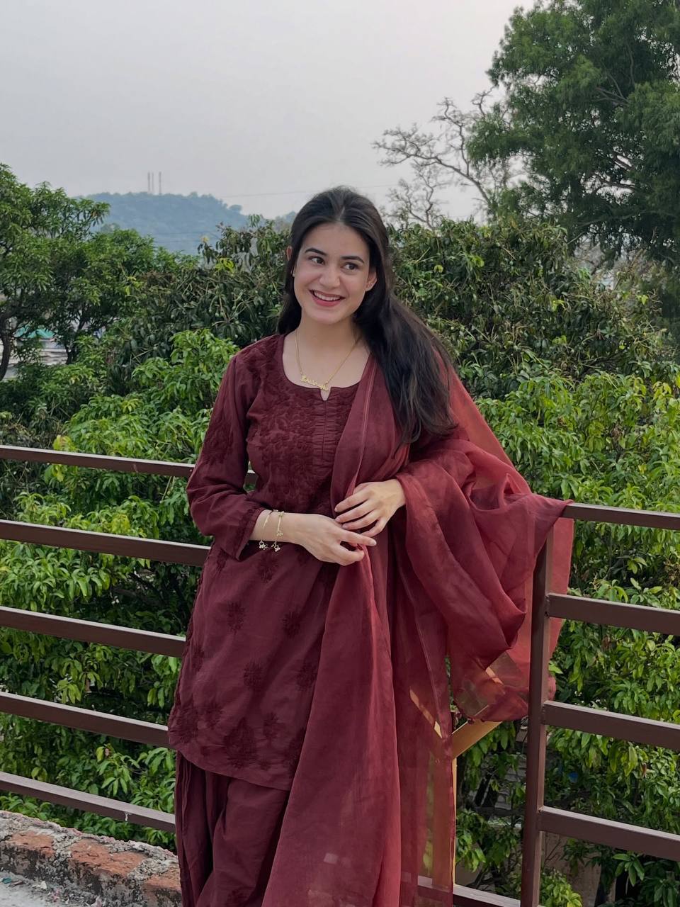 Maroon Rayon Embroidered Farshi Suit Set