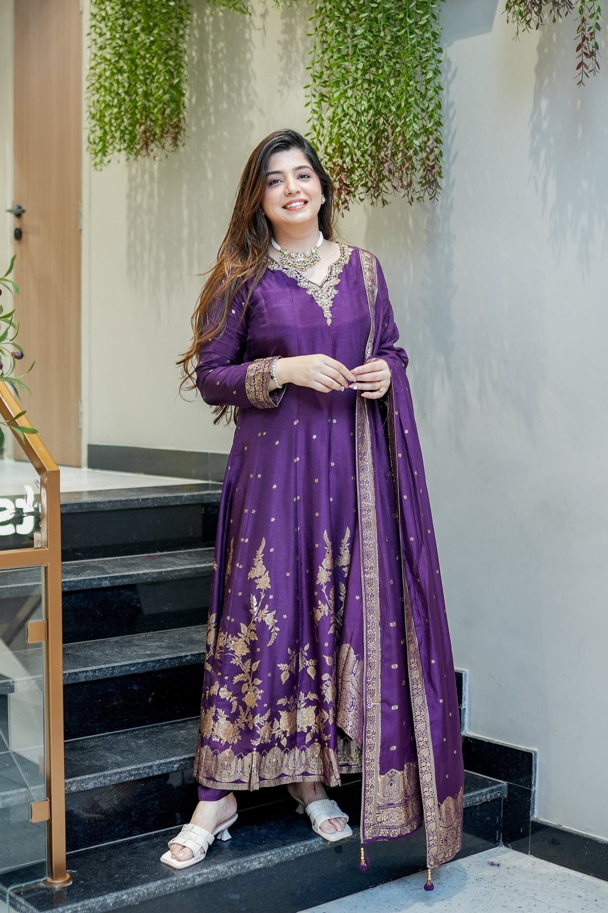 Chanderi Banarasi Anarkali Set