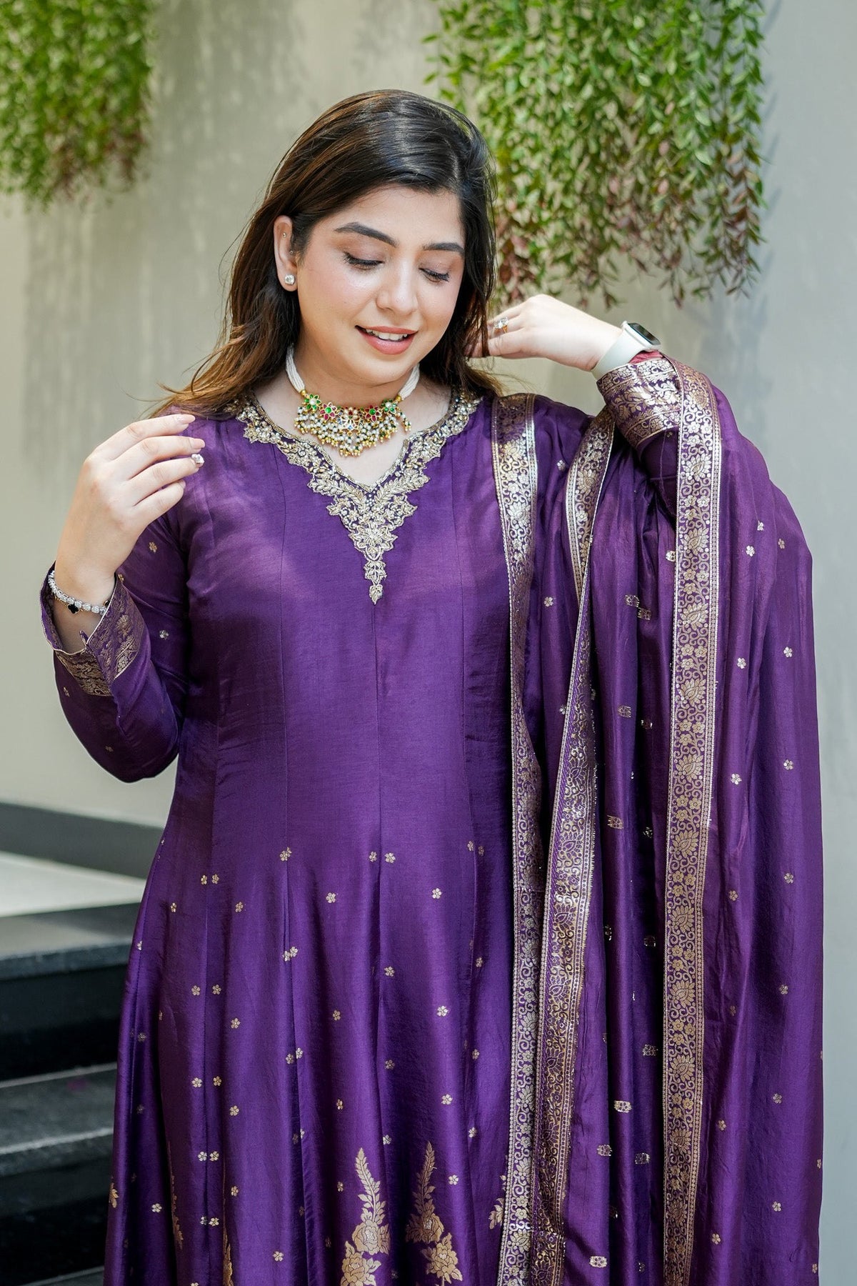Chanderi Banarasi Anarkali Set