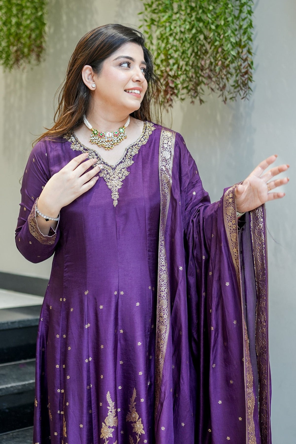 Chanderi Banarasi Anarkali Set