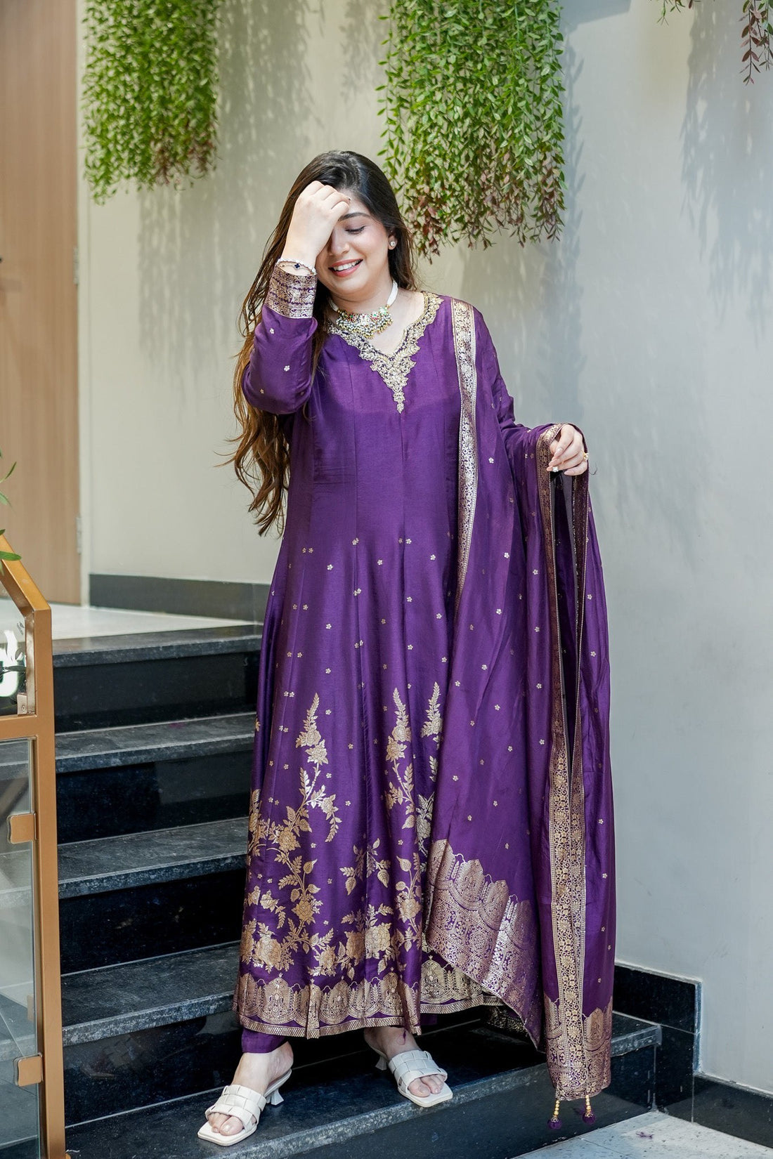 Chanderi Banarasi Anarkali Set