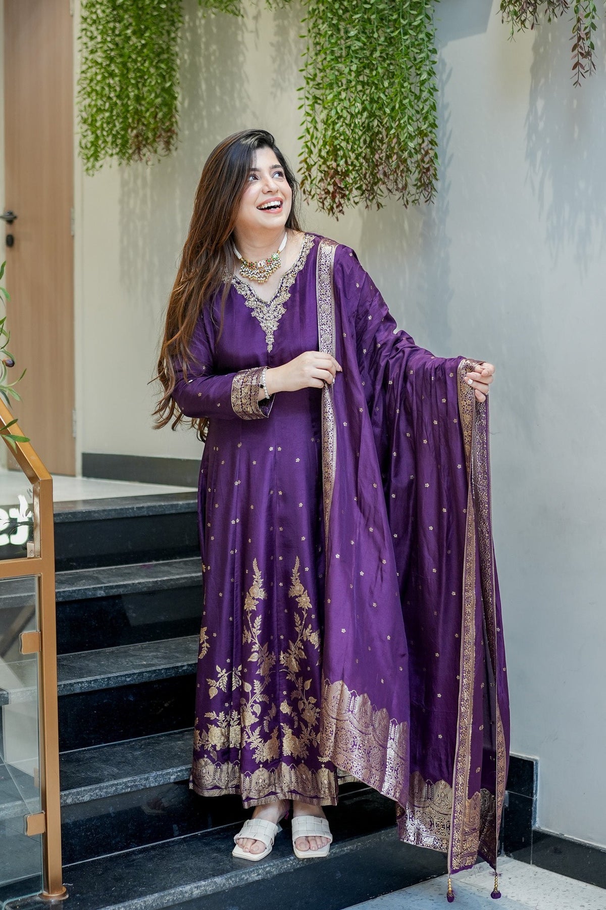 Chanderi Banarasi Anarkali Set