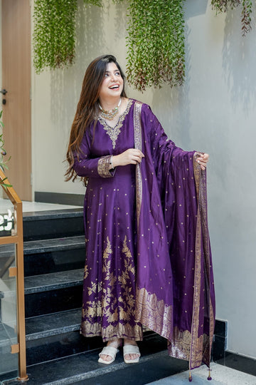 Chanderi Banarasi Anarkali Set