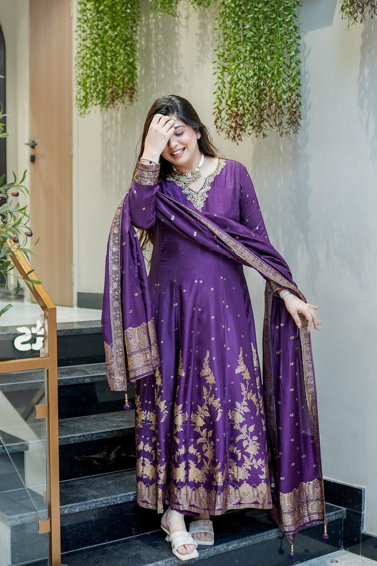Chanderi Banarasi Anarkali Set