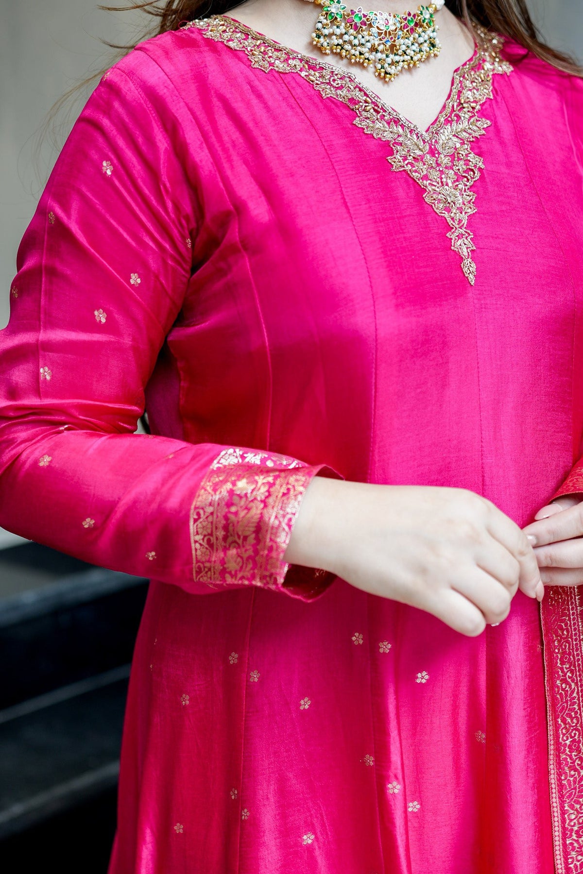 Chanderi Banarasi Anarkali Set