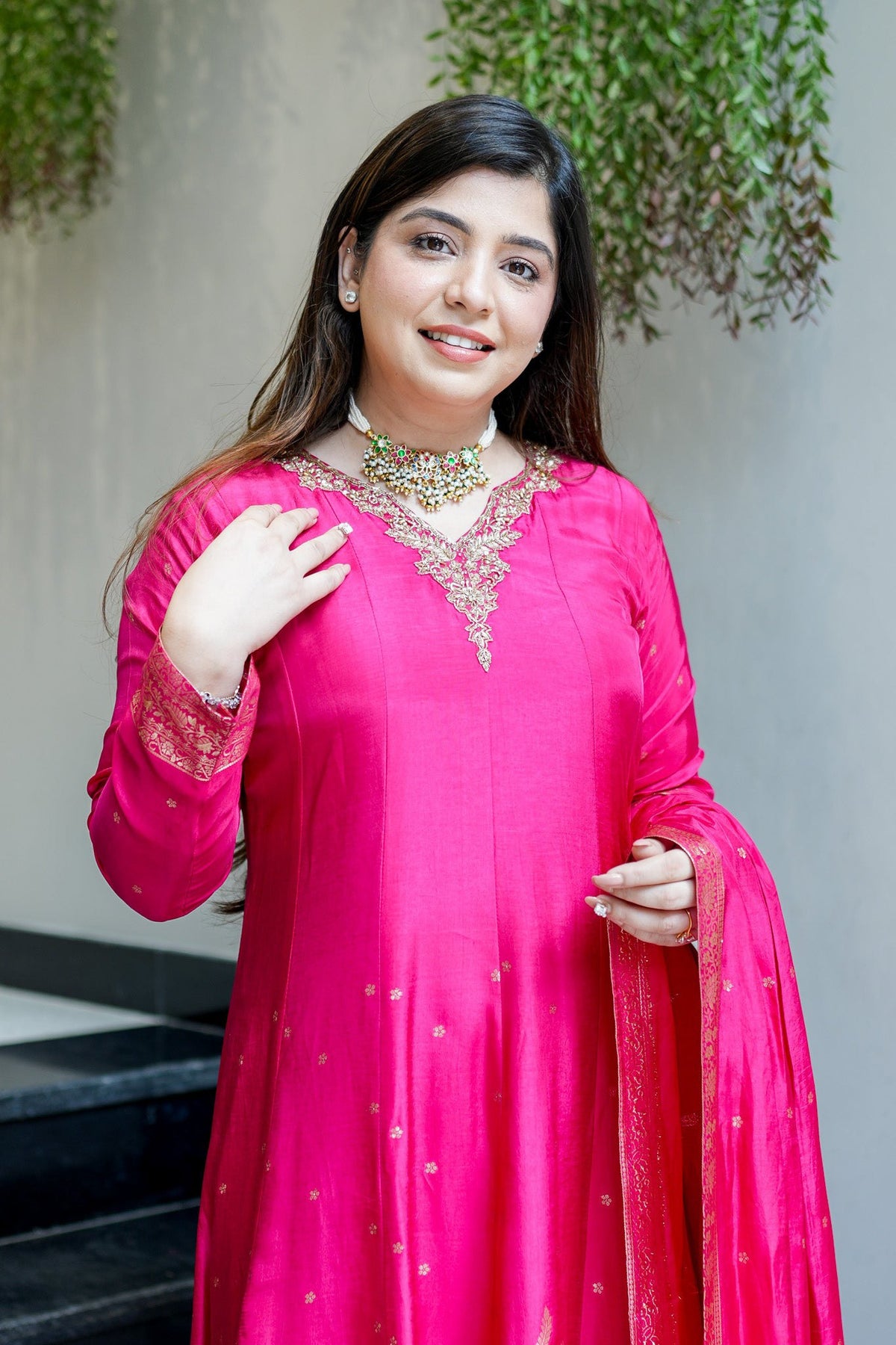 Chanderi Banarasi Anarkali Set