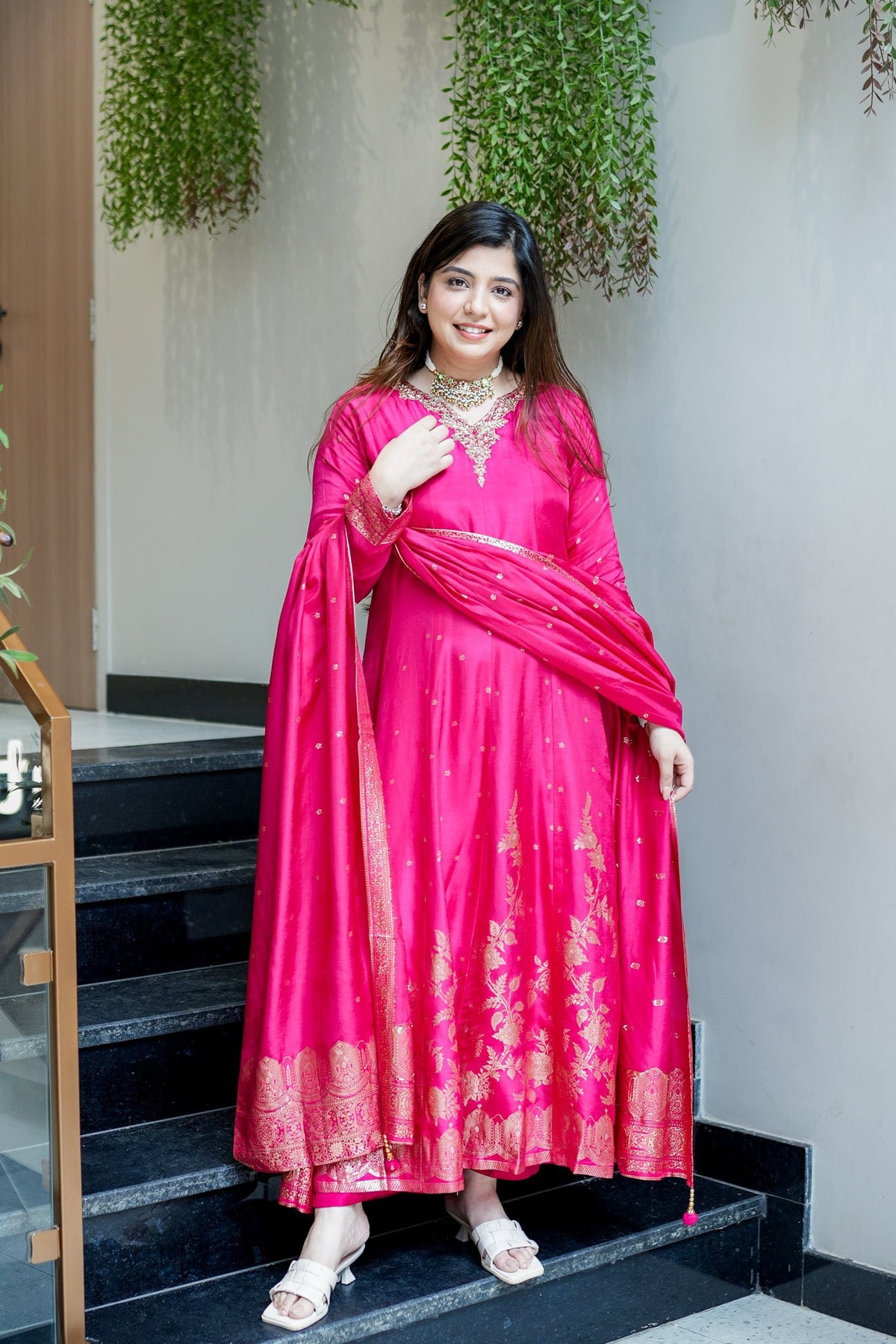 Chanderi Banarasi Anarkali Set