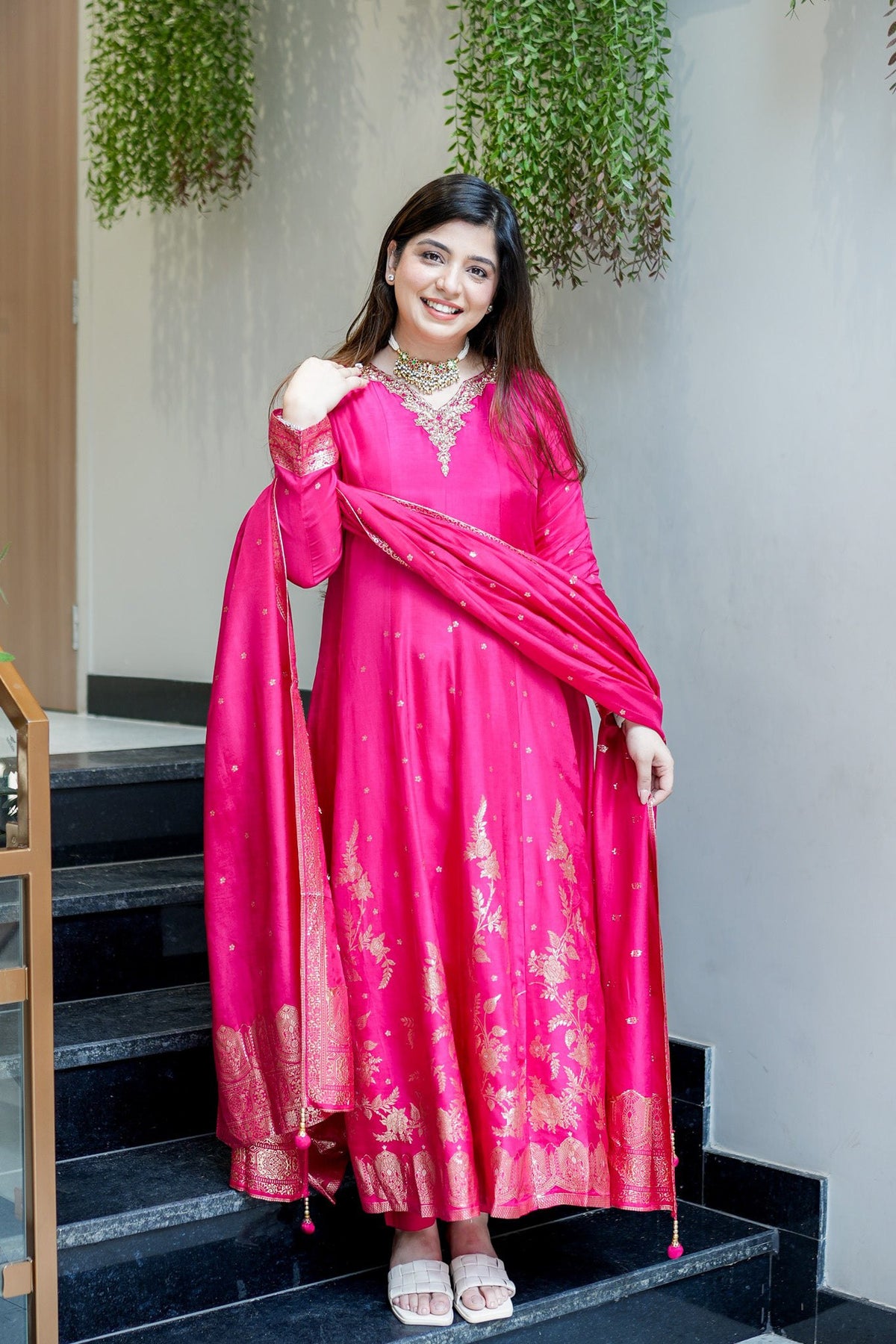 Chanderi Banarasi Anarkali Set