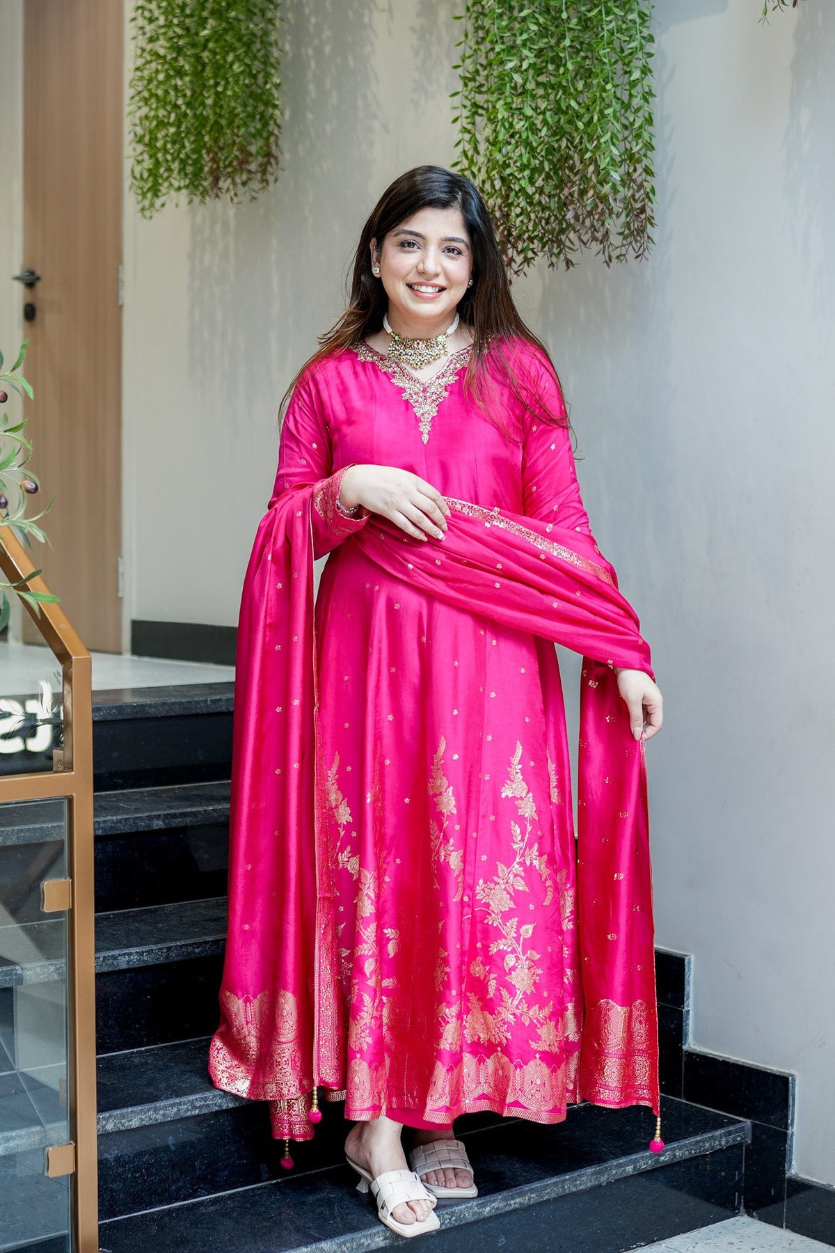 Chanderi Banarasi Anarkali Set