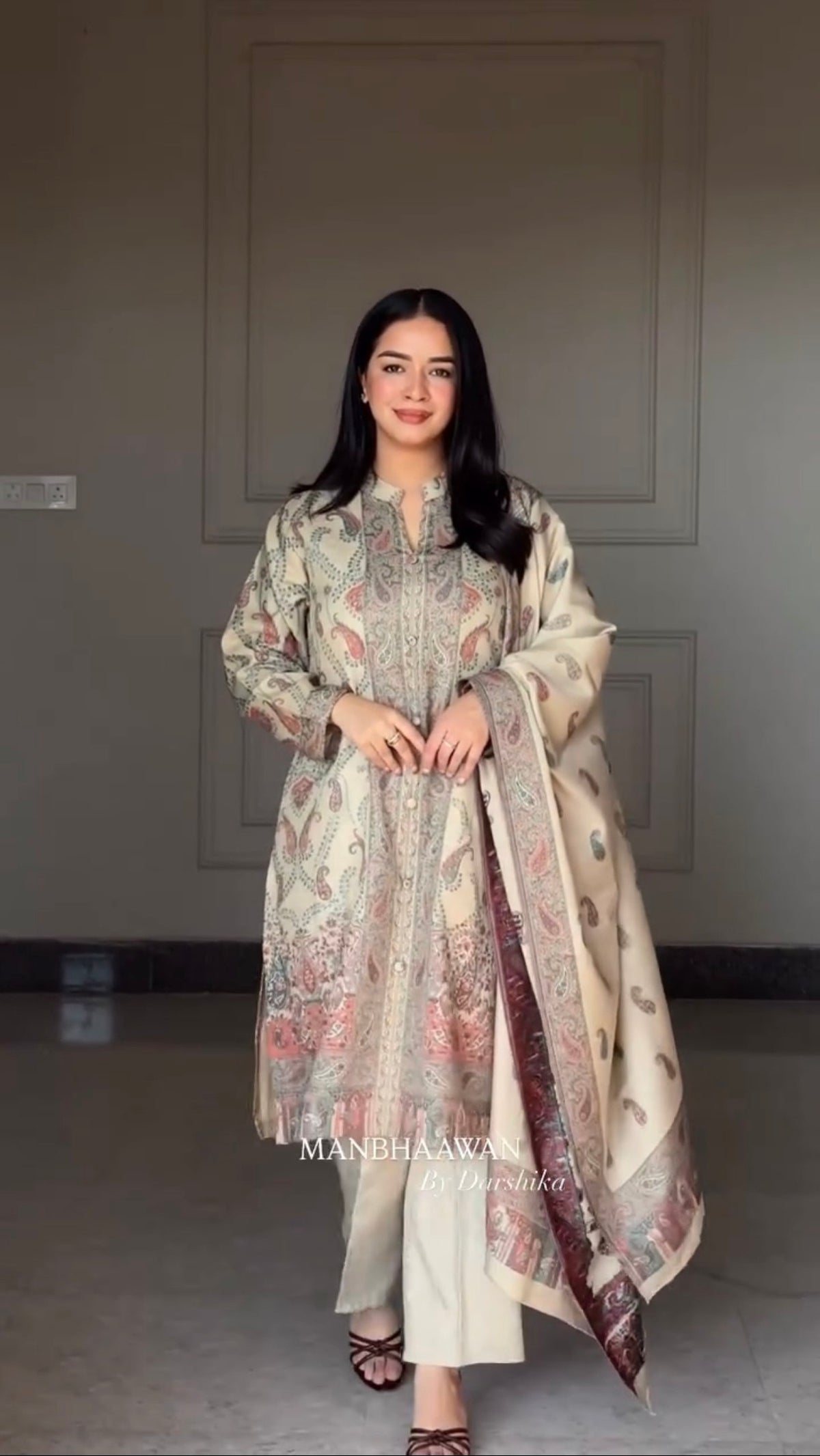 Ivory Berry Silk Printed Suit Set