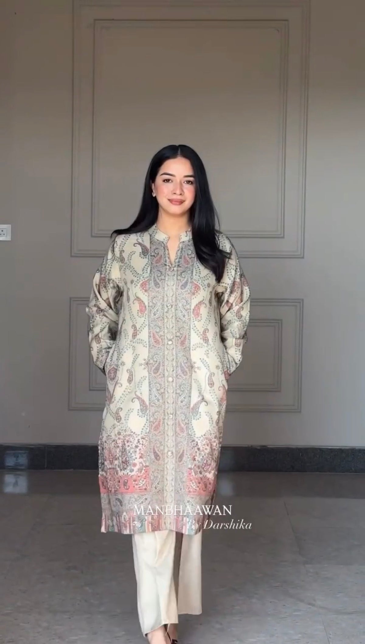Ivory Berry Silk Printed Suit Set