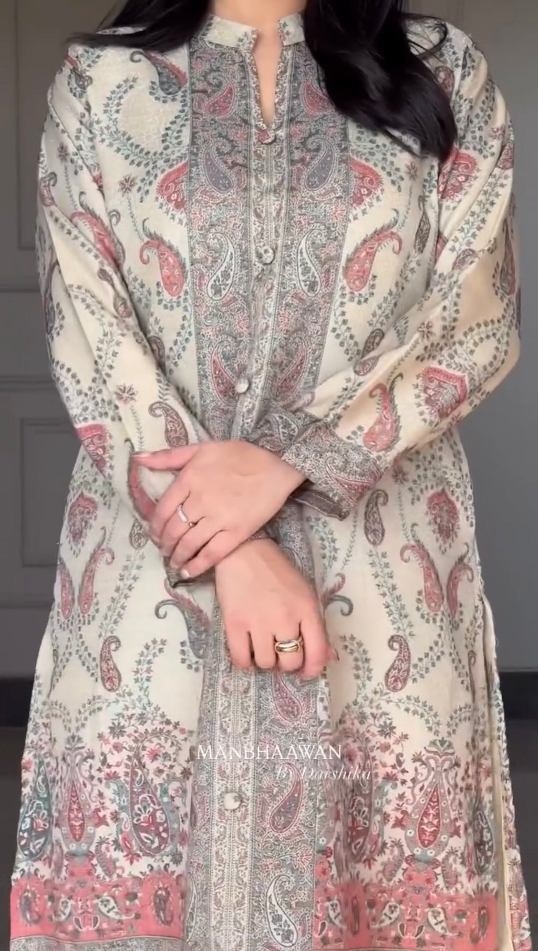 Ivory Berry Silk Printed Suit Set