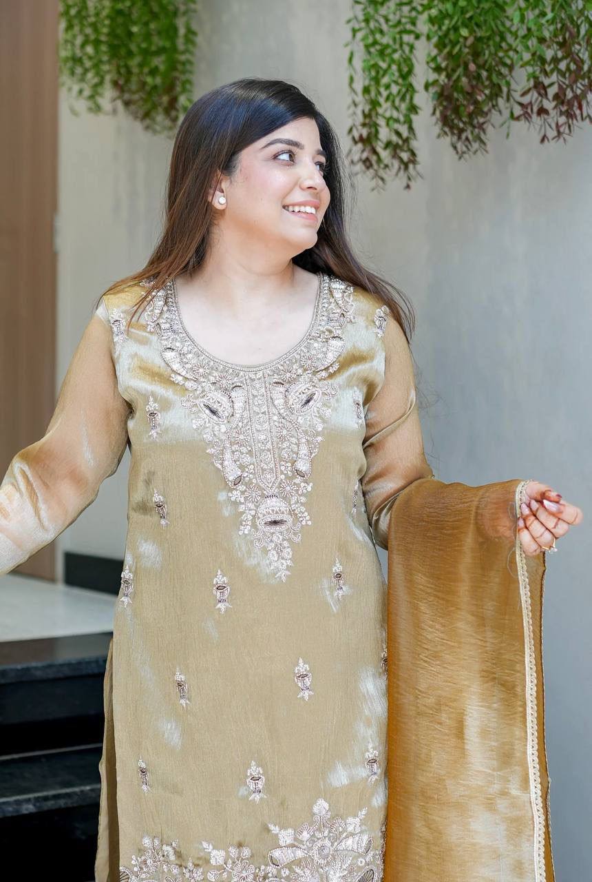 Pastel Luxe Embroidered Palazzo Suit Set