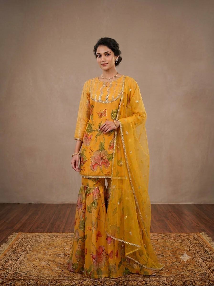 Organza Sequin Sharara Set