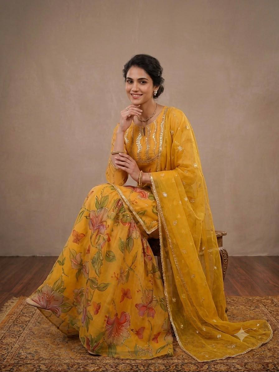 Organza Sequin Sharara Set