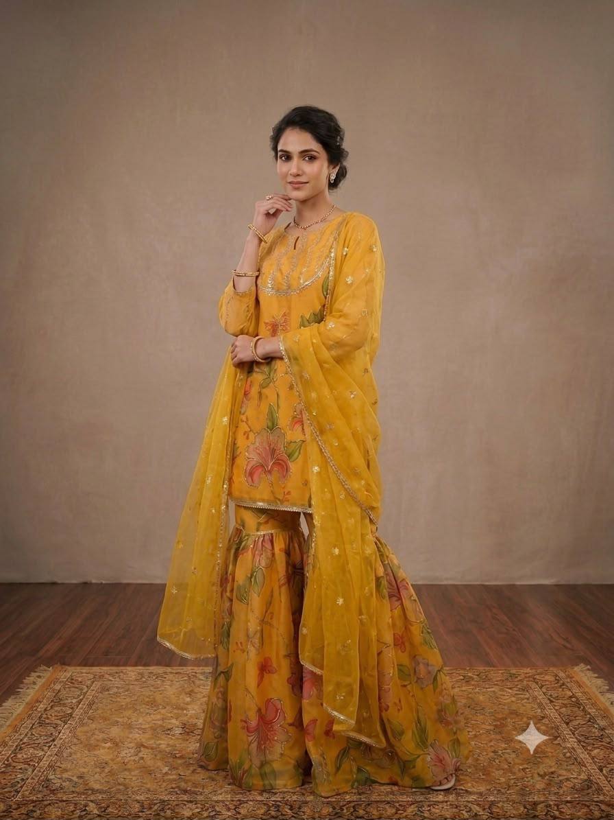 Organza Sequin Sharara Set