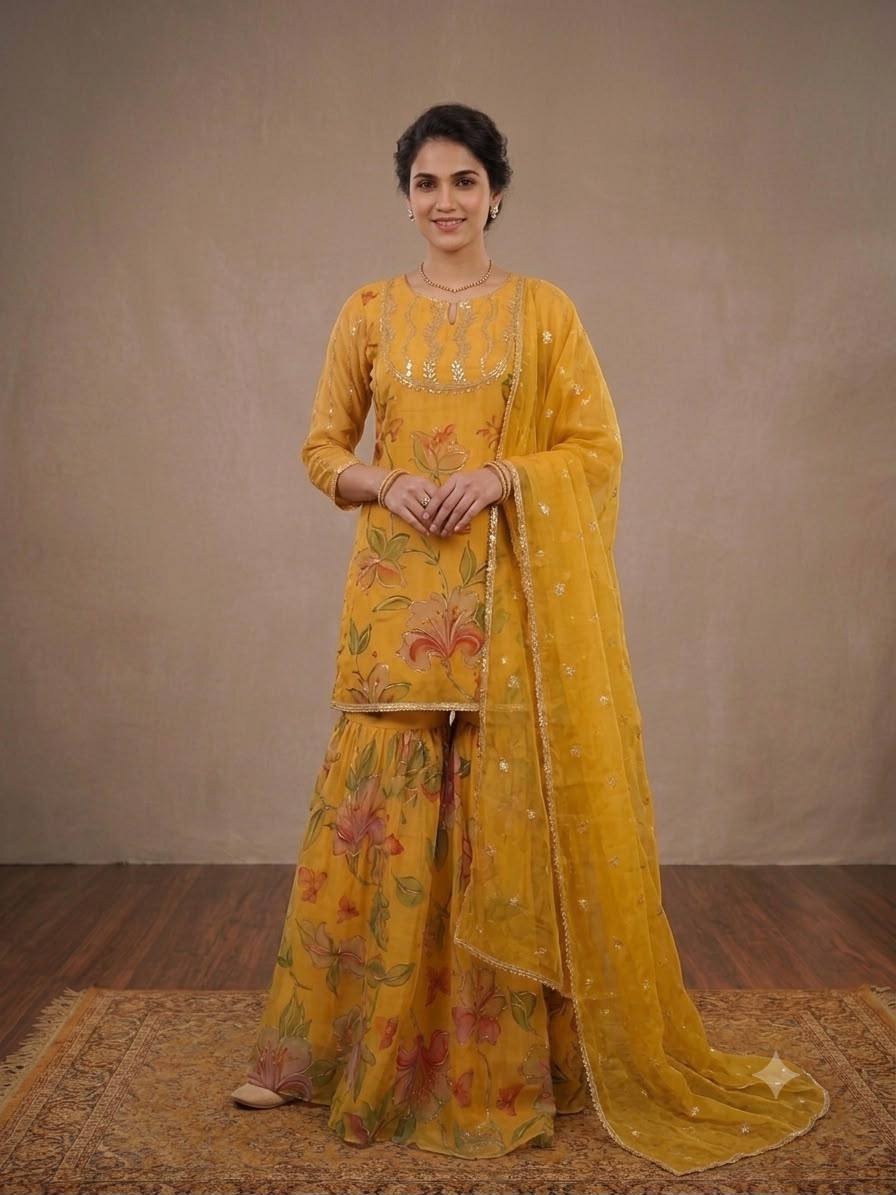 Organza Sequin Sharara Set