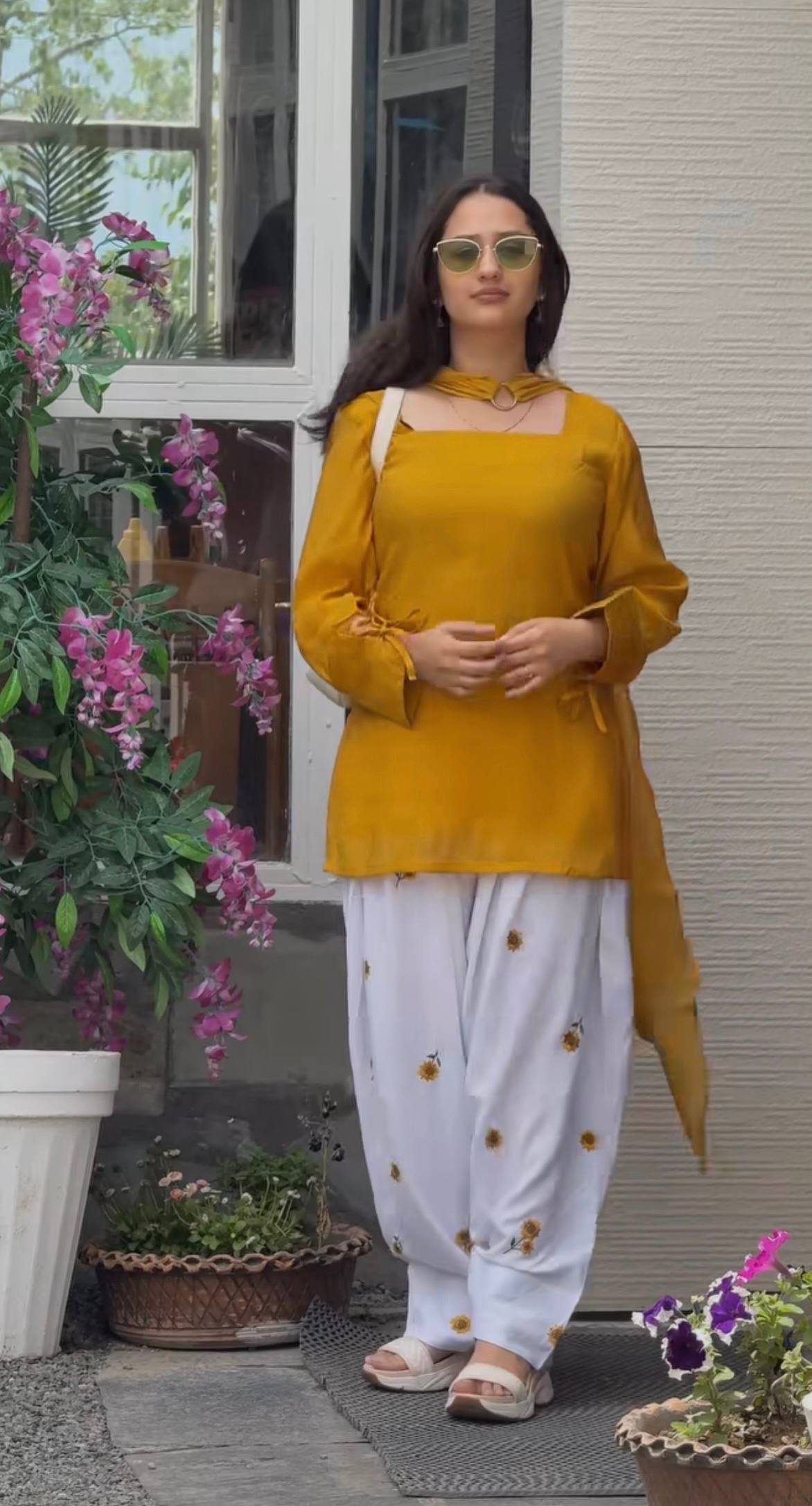 Mustard Roman Cotton Farshi Set