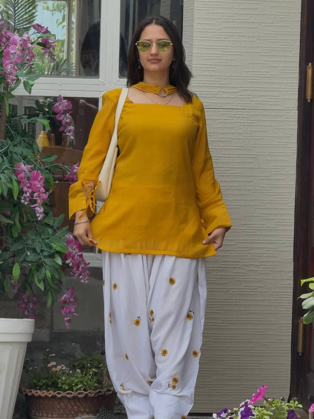 Mustard Roman Cotton Farshi Set