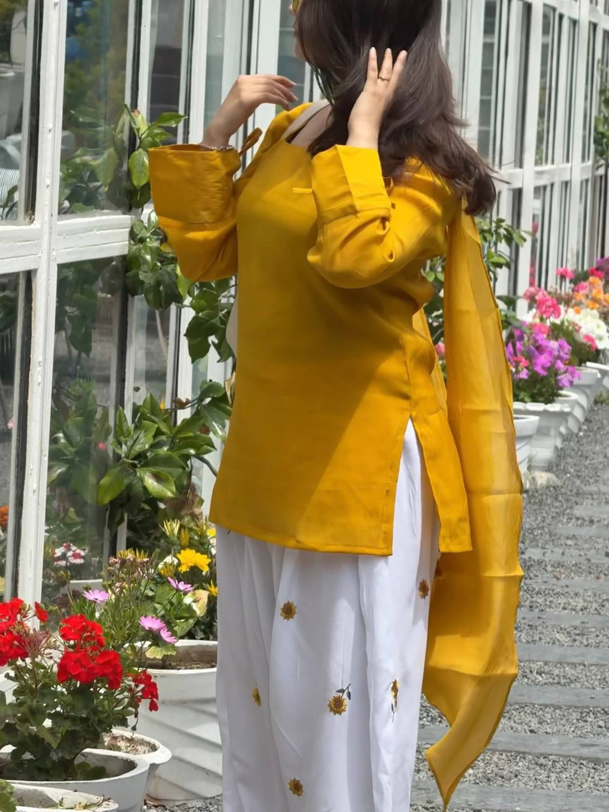 Mustard Roman Cotton Farshi Set