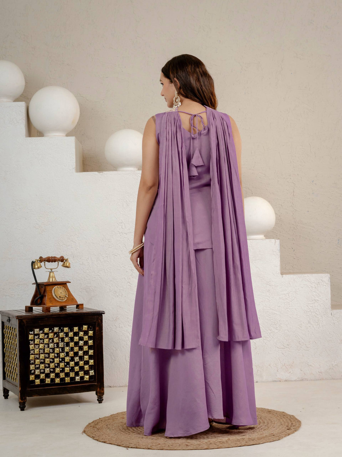 Lavender Roman Silk Sharara Set
