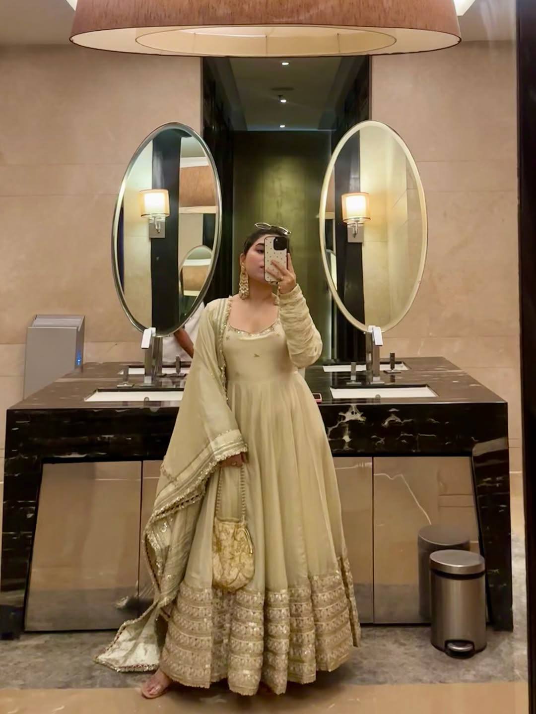 Chinon Silk Anarkali Gown Set