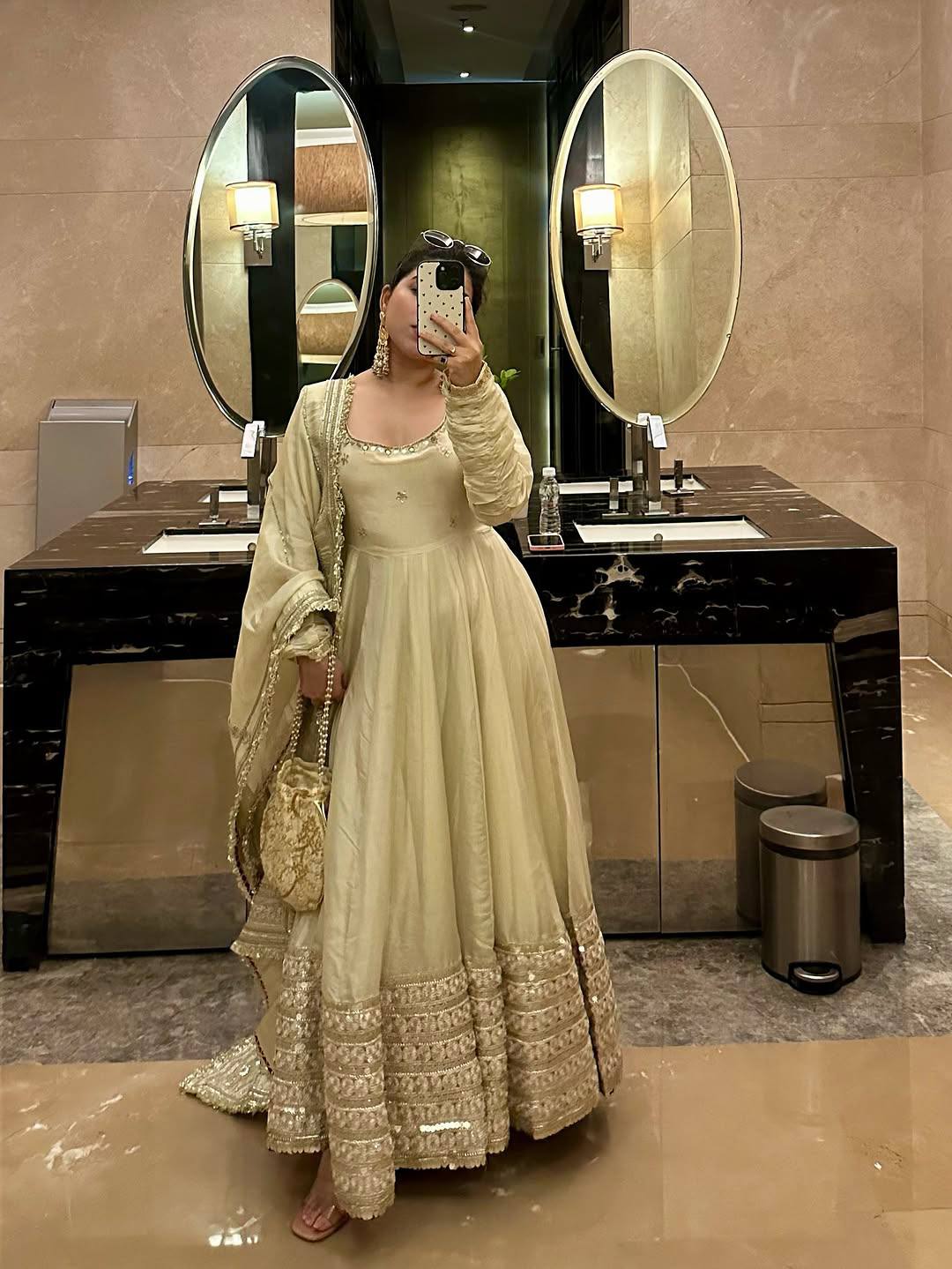Chinon Silk Anarkali Gown Set