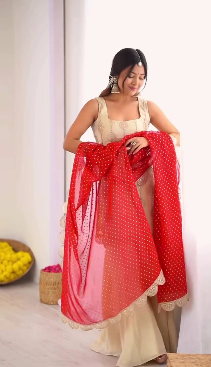 Chinon Embroidered Kurti Set