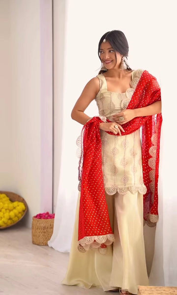 Chinon Embroidered Kurti Set