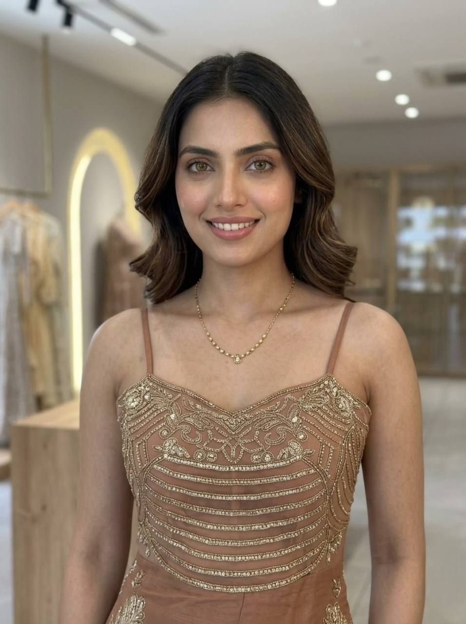 Mocha Glam Embroidered Palazzo Set