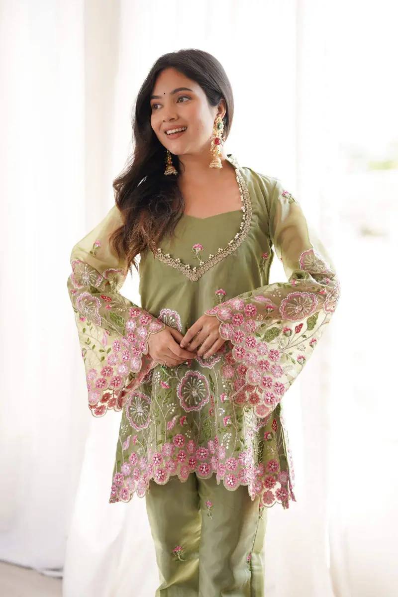 Sage Green Embroidered Co-Ord Set
