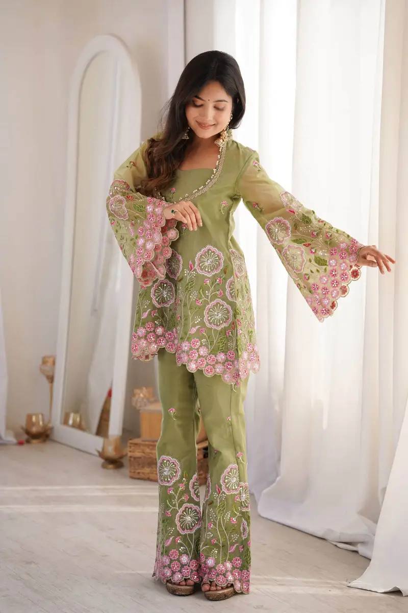 Sage Green Embroidered Co-Ord Set