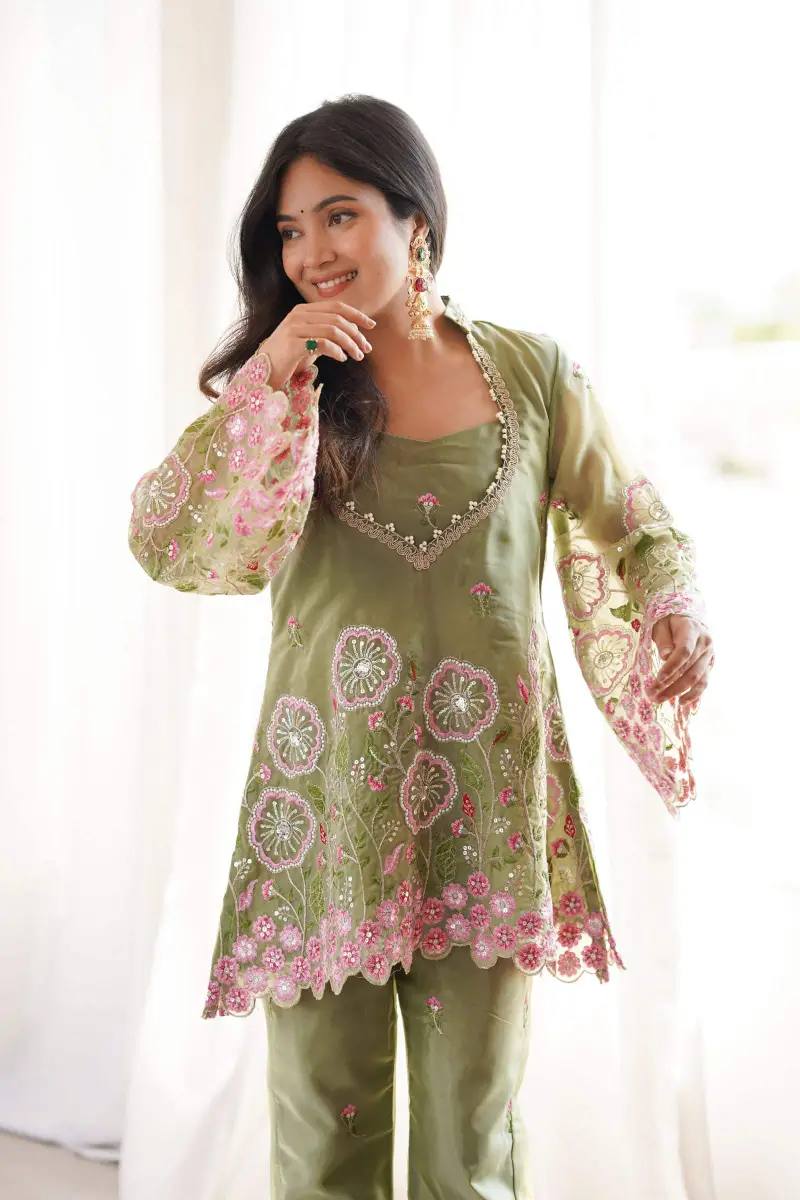 Sage Green Embroidered Co-Ord Set