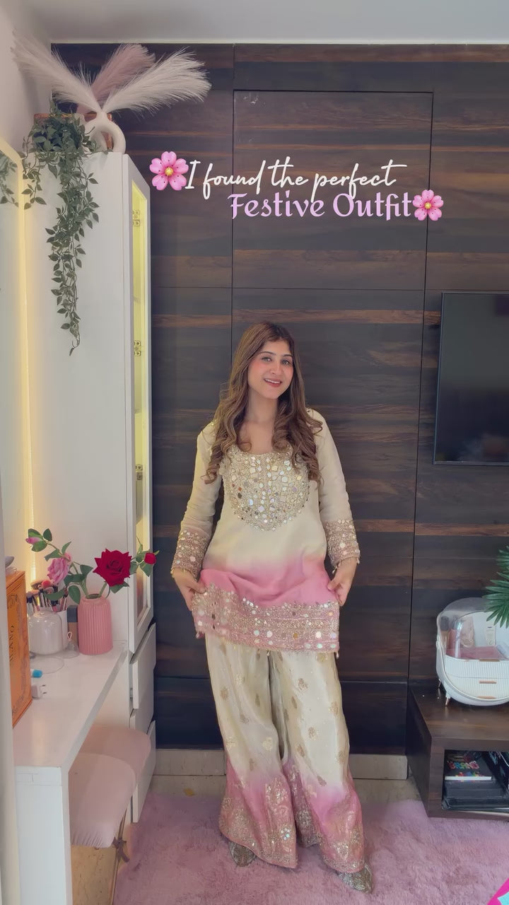 Star Georgette Mirror Work Palazzo Set