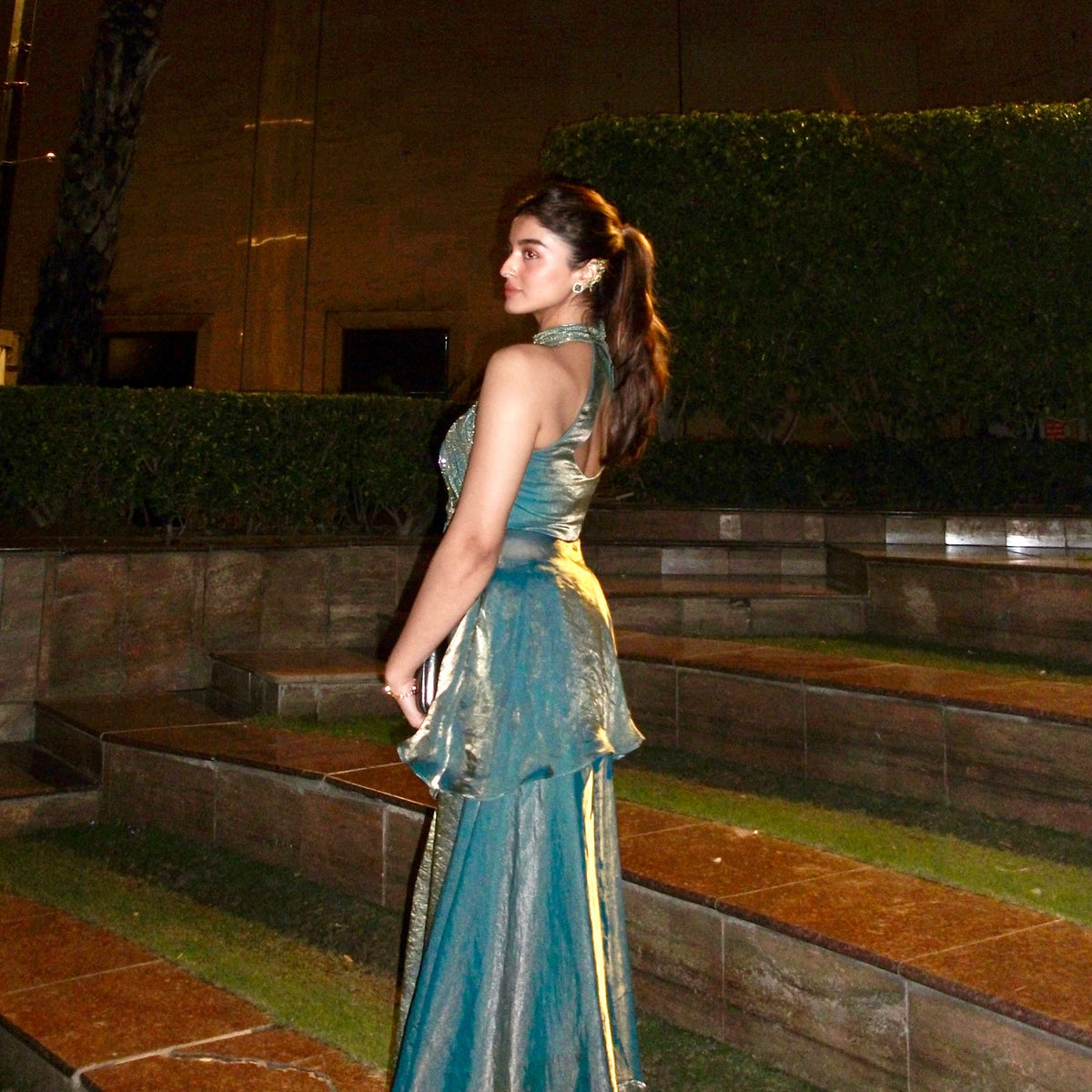 Rose & Teal Sequin Embroidered Sharara Set