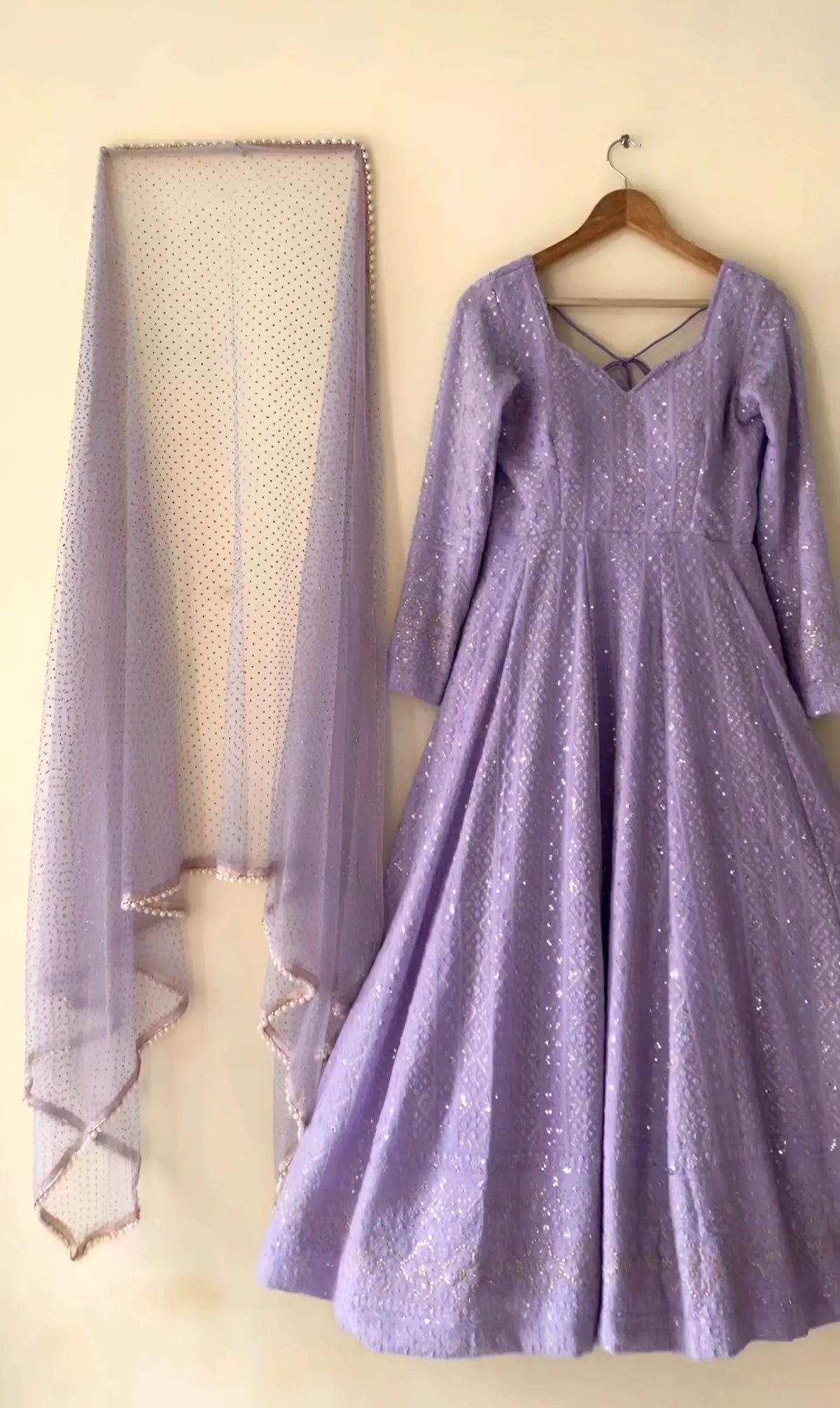 Sequin Georgette Anarkali Gown with Dupatta