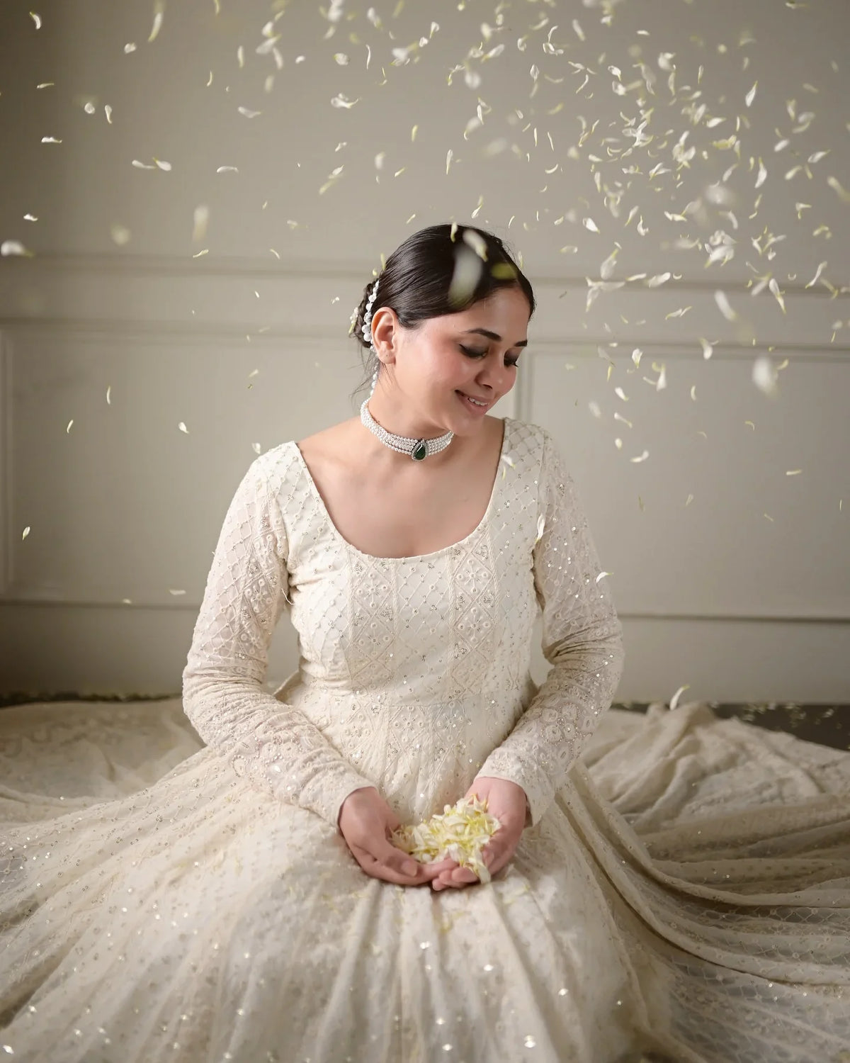 Sequin Georgette Anarkali Gown with Dupatta