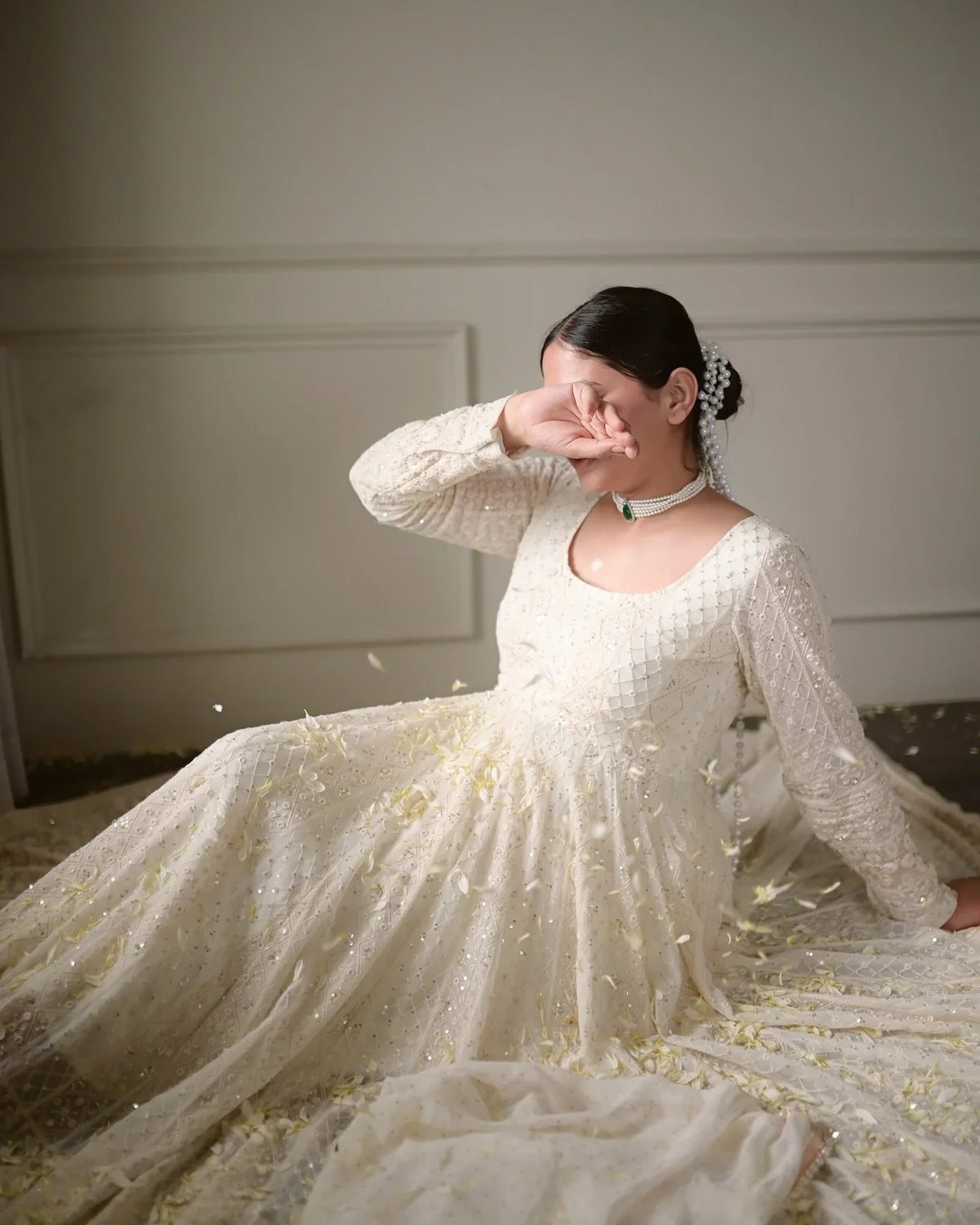 Sequin Georgette Anarkali Gown with Dupatta