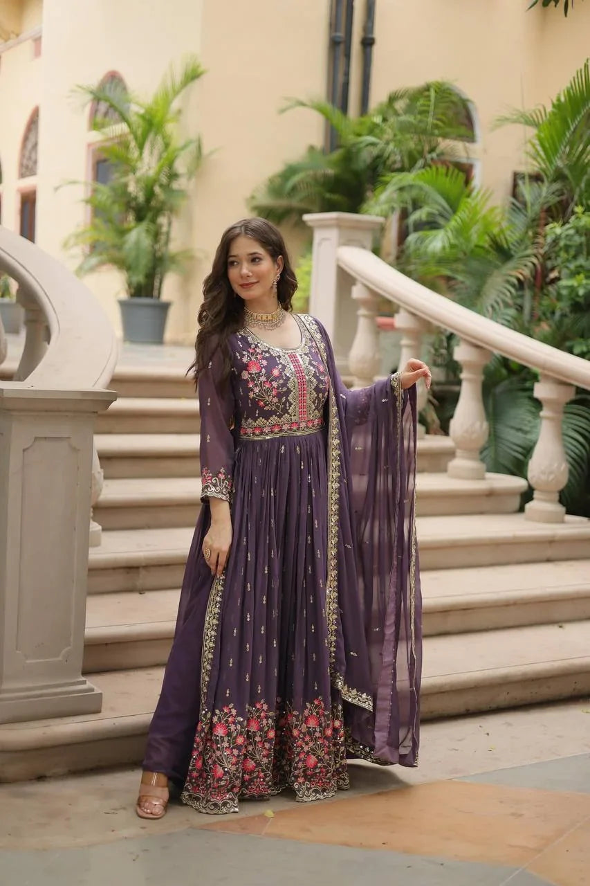 Embroidered Georgette Sharara Set for Women with Dupatta