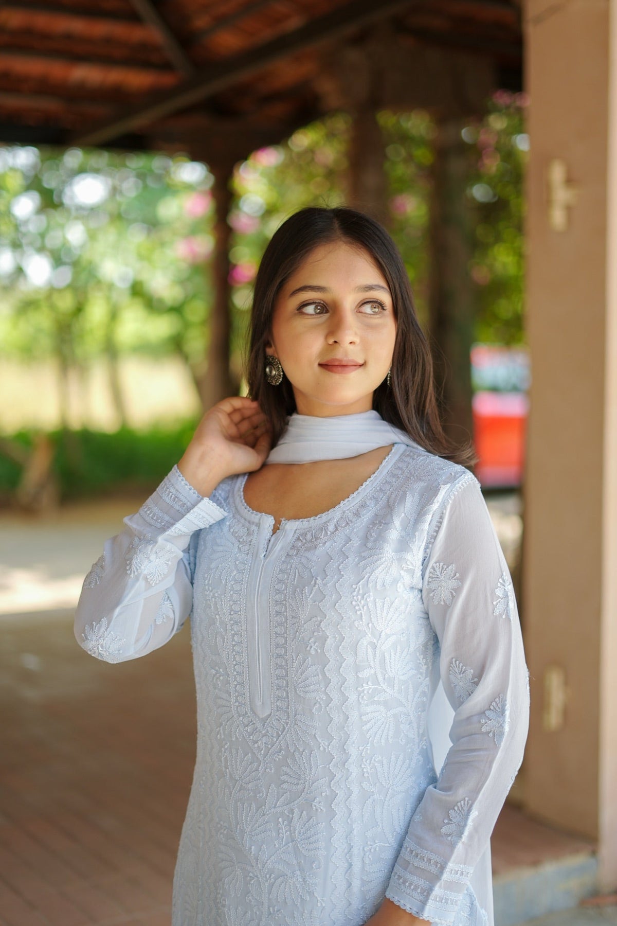 Sky Blue Chikankari Palazzo Set