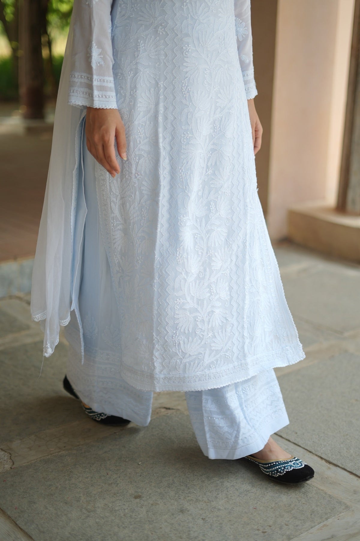 Sky Blue Chikankari Palazzo Set